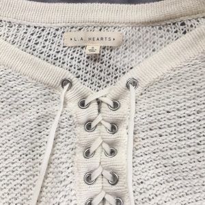PacSun White Lace Up Sweater